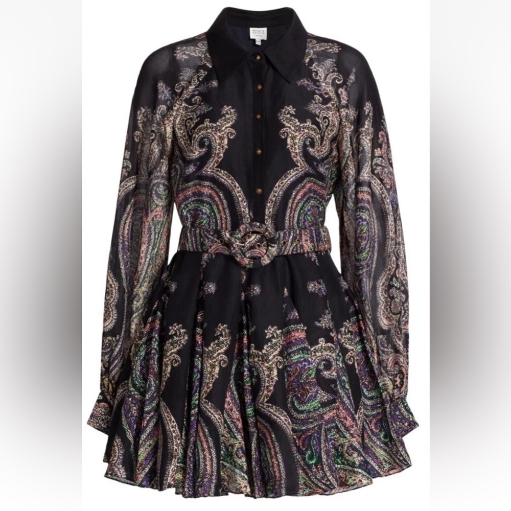 HEMANT & NANDITA Black Multicolor Paisley Mini Dress